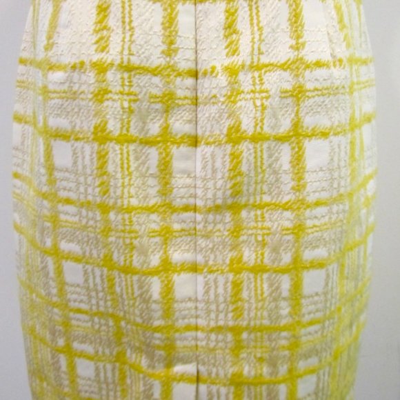 10P Talbots jacquard STUNNING cotton blend YELLOW CREAM textured PLAID skirt 21" - Picture 5 of 10